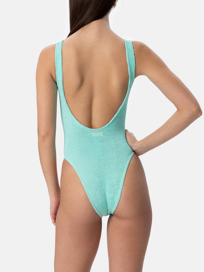 Mc2 Saint Barth Costume intero da donna Lora crinkle verde salvia ACQUISTA ORA