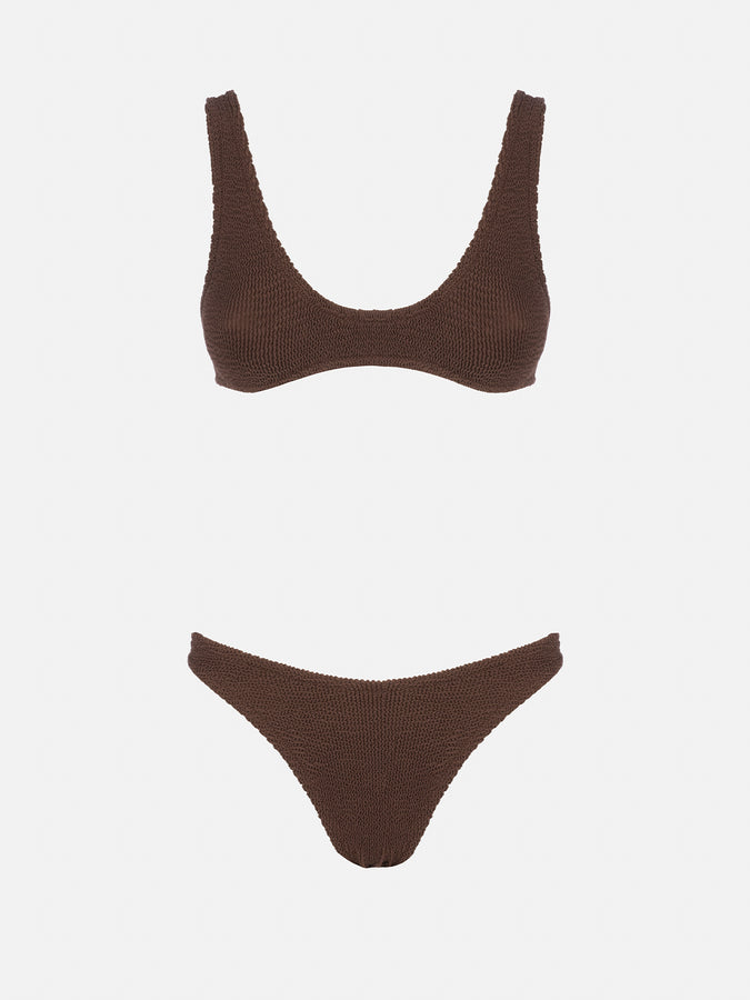 Mc2 Saint Barth Bikini da donna a bralette marrone crinkle Pamy Elise In Saldo