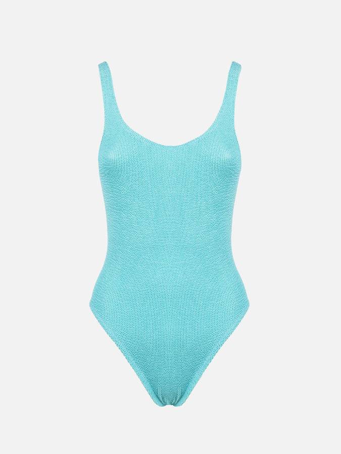 Mc2 Saint Barth Costume intero da donna verde acqua crinkle Lora Nuova