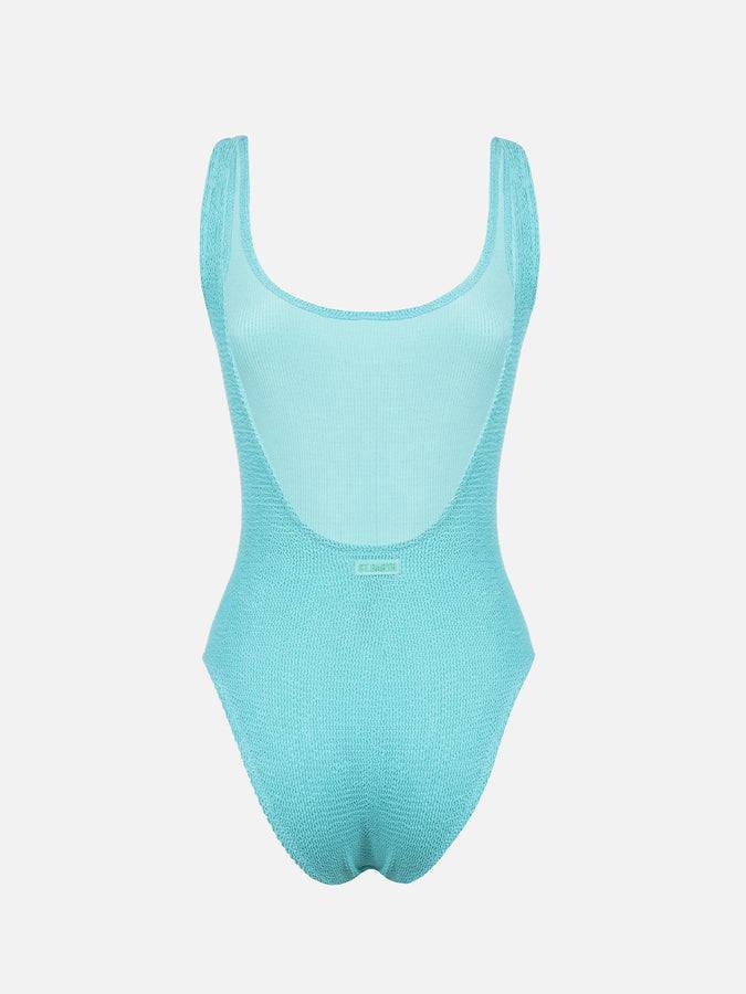 Mc2 Saint Barth Costume intero da donna verde acqua crinkle Lora Nuova