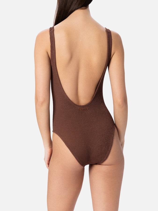 Mc2 Saint Barth Costume intero da donna marrone crinkle Lora 2025
