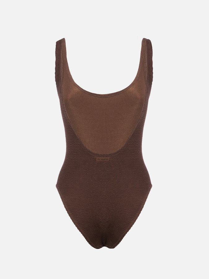 Mc2 Saint Barth Costume intero da donna marrone crinkle Lora 2025