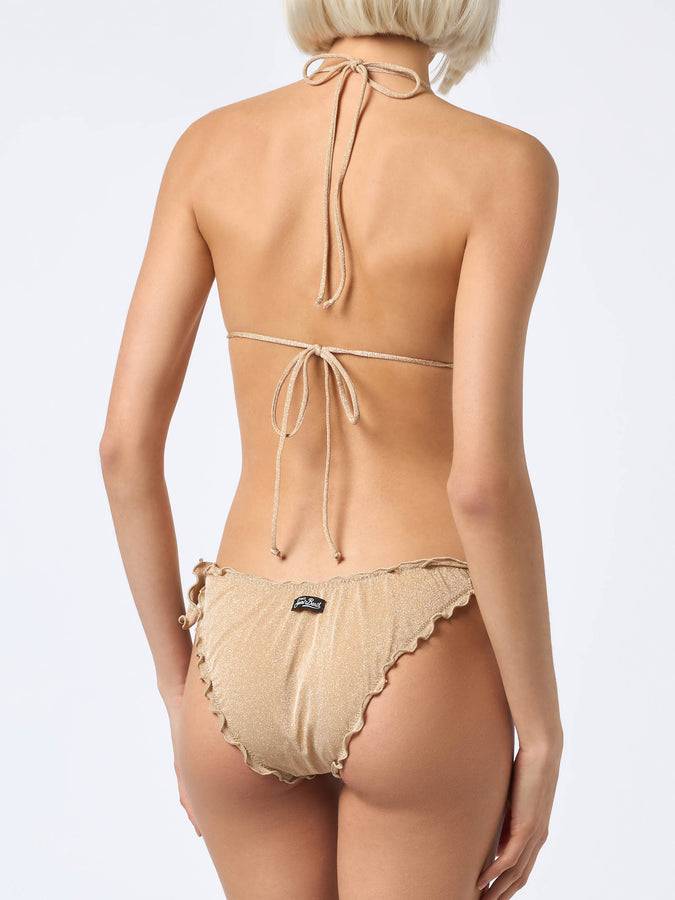 Mc2 Saint Barth Bikini da donna classico a triangolo oro lurex Sagittarius Moon Vendita