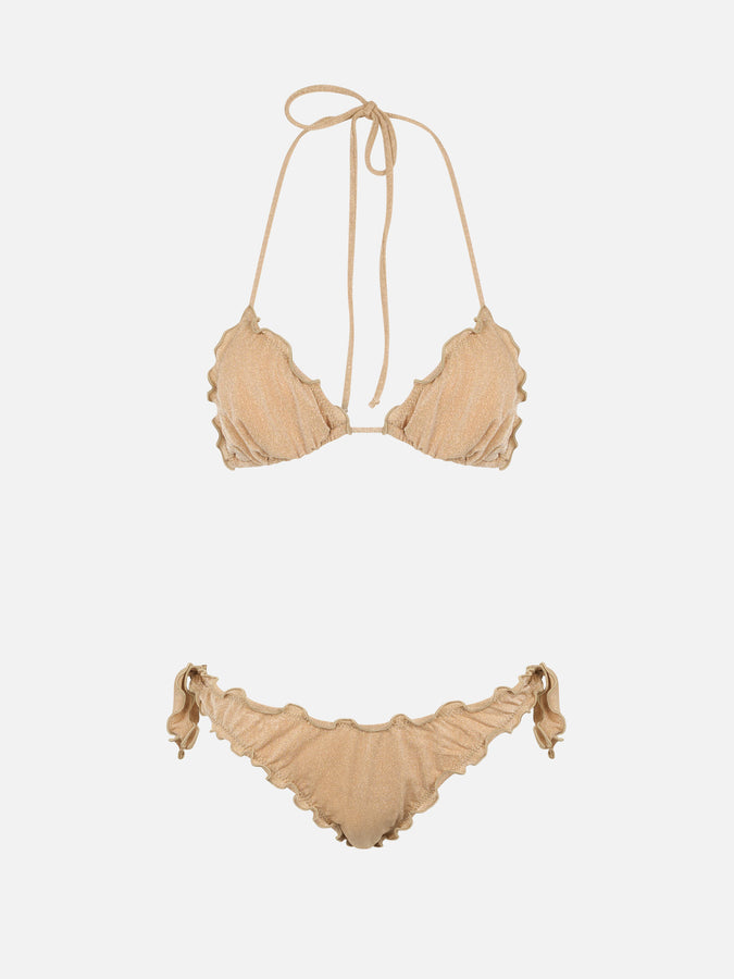 Mc2 Saint Barth Bikini da donna classico a triangolo oro lurex Sagittarius Moon Vendita