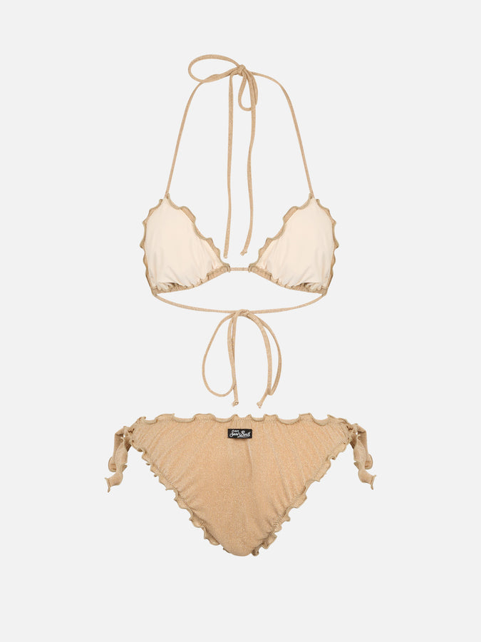 Mc2 Saint Barth Bikini da donna classico a triangolo oro lurex Sagittarius Moon Vendita