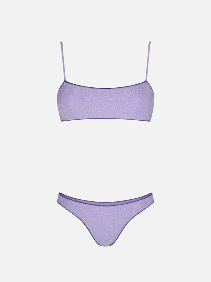 Mc2 Saint Barth Bikini da donna a bralette lilla lurex Sadie Naomi Pezzi Unici