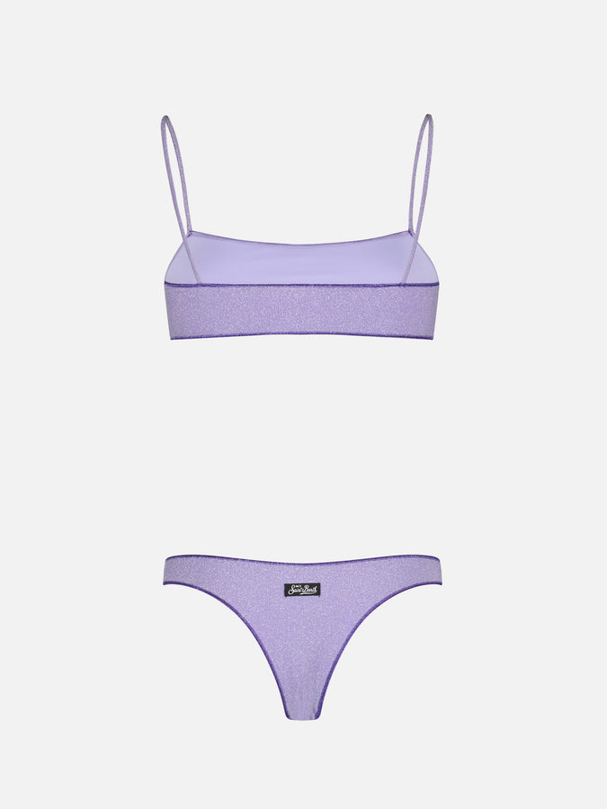 Mc2 Saint Barth Bikini da donna a bralette lilla lurex Sadie Naomi Pezzi Unici