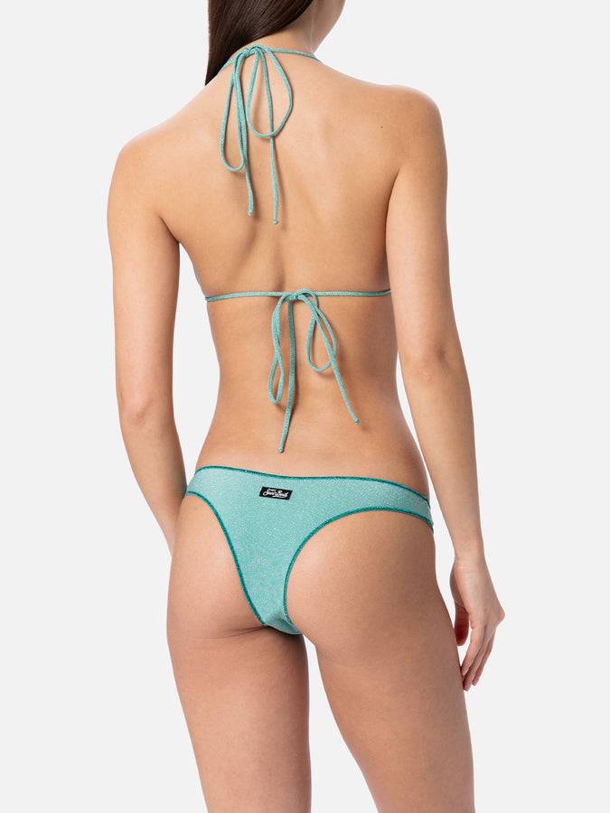 Mc2 Saint Barth Bikini da donna a triangolo verde acqua in lurex Leah Naomi Soddisfazione Garantita