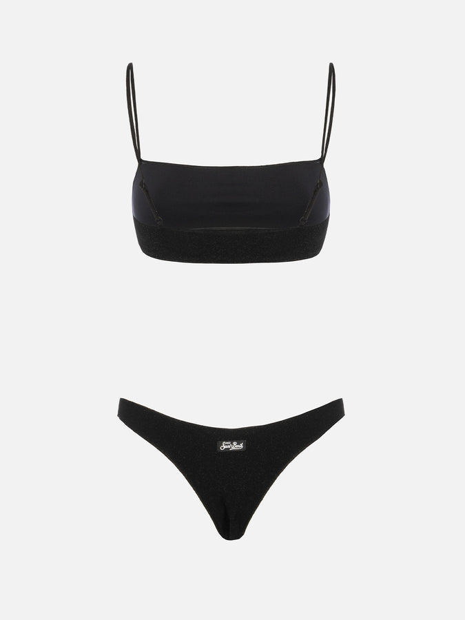 Mc2 Saint Barth Bikini da donna a bralette nero in lurex Sadie Naomi Affare Del Giorno