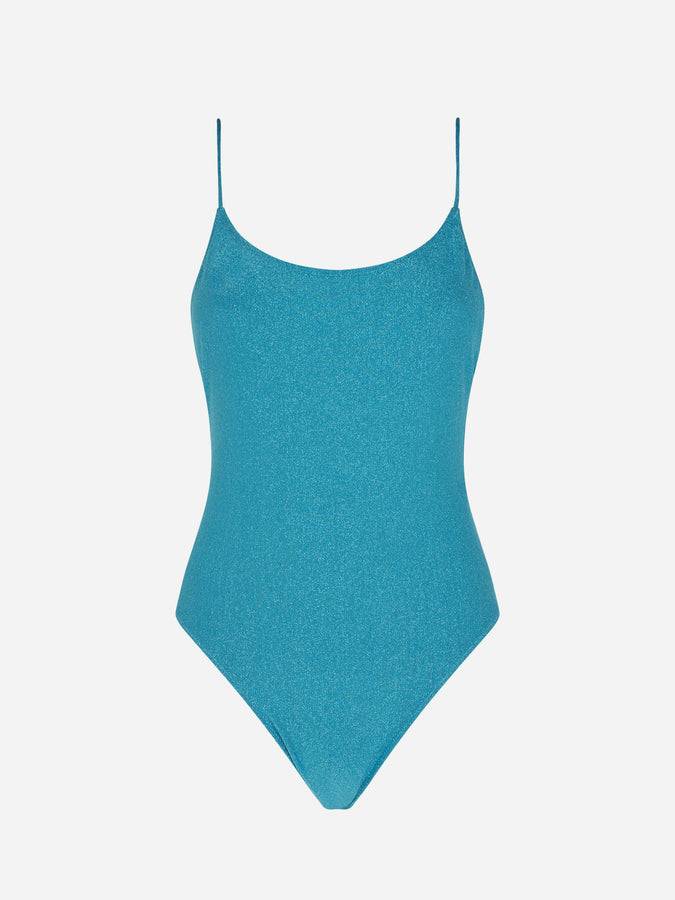 Mc2 Saint Barth Costume intero in lurex azzurro Sottocosto