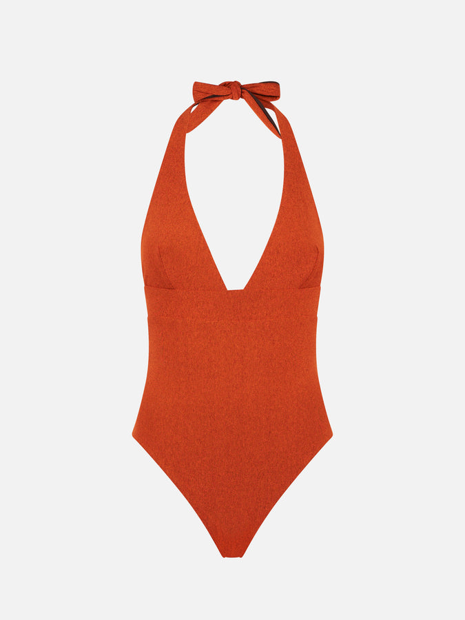Mc2 Saint Barth Costume intero in lurex arancione Convenienza