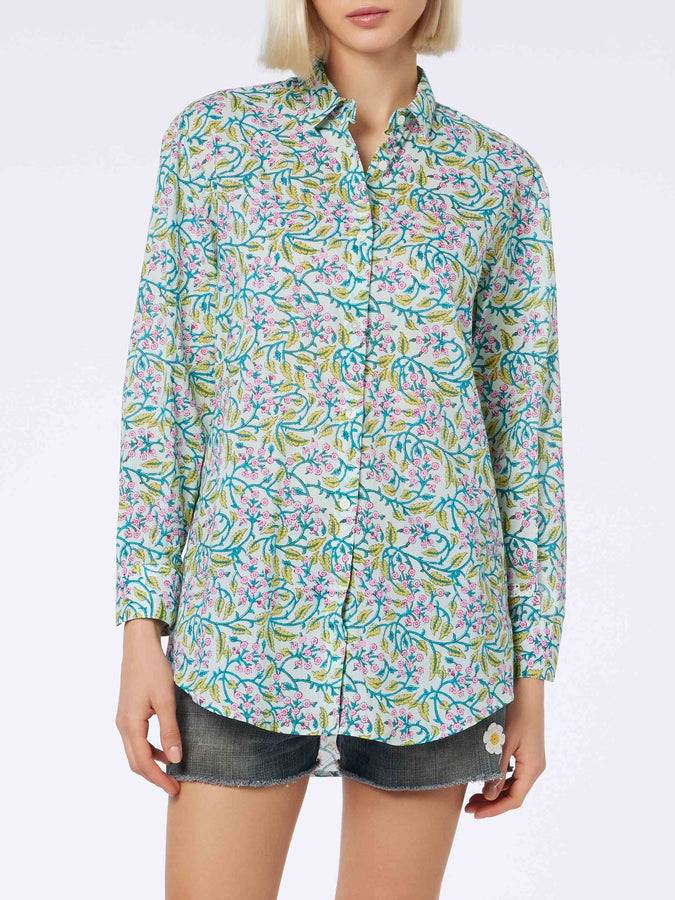 Mc2 Saint Barth Camicia da donna over Brigitte in cotone con stampa fiori