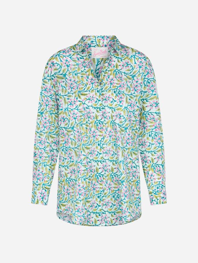 Mc2 Saint Barth Camicia da donna over Brigitte in cotone con stampa fiori Vendita Economica