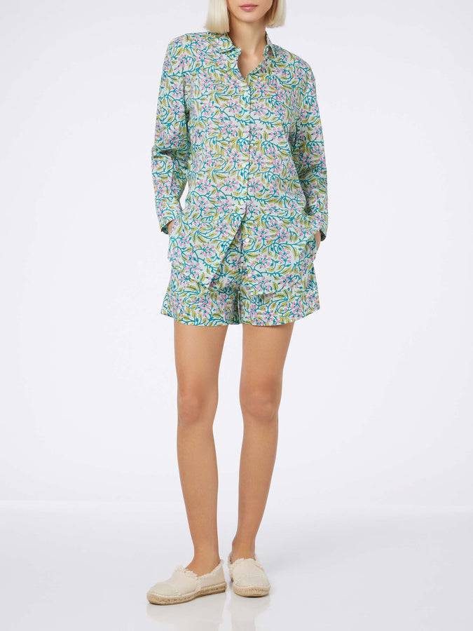 Mc2 Saint Barth Pantaloncini da donna pull up a fiori in cotone Meave Saldi Di Fabbrica