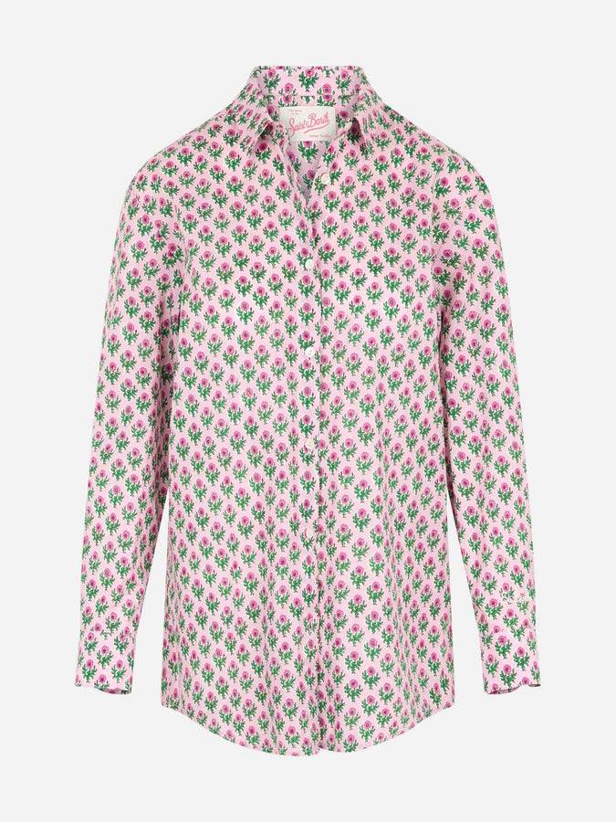 Mc2 Saint Barth Camicia da donna over Brigitte in cotone con stampa fiori Shopping Online