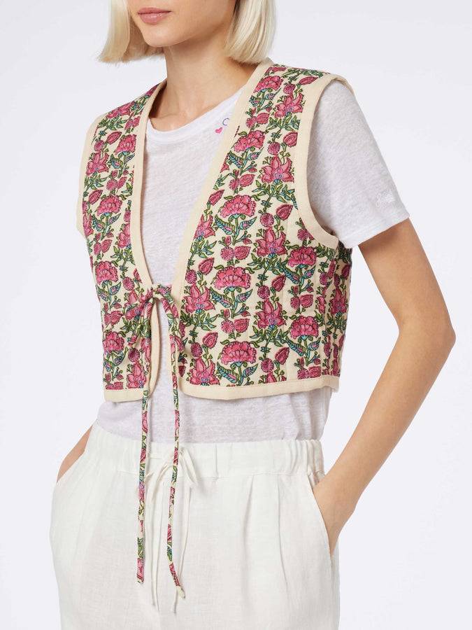 Mc2 Saint Barth Gilet imbottito da donna ricamato