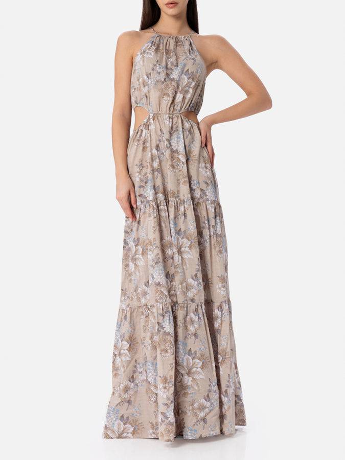 Mc2 Saint Barth woman cut out long dress Kaby with flower print