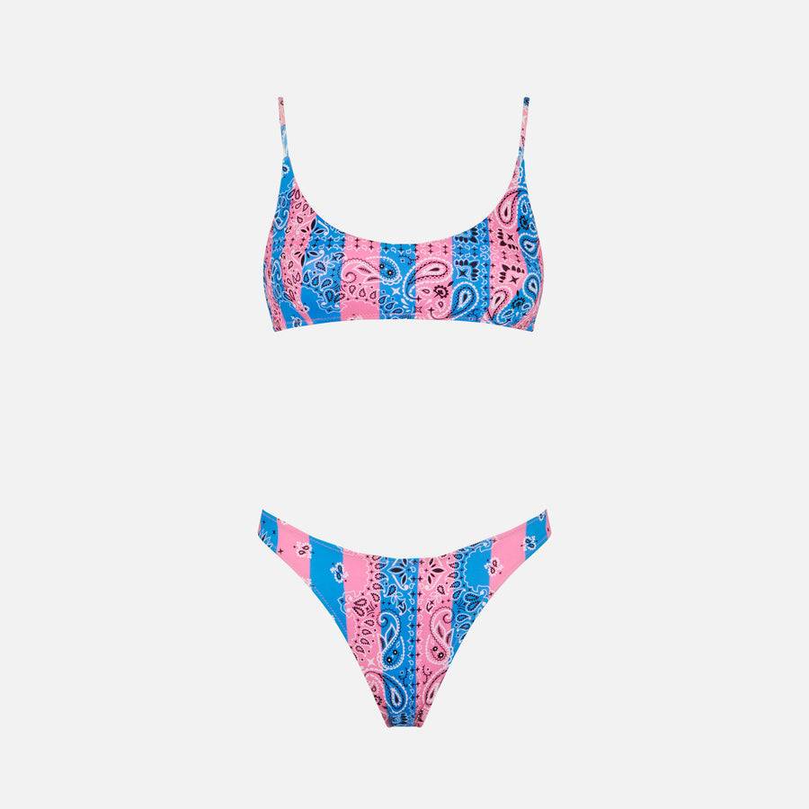 Mc2 Saint Barth Bikini da donna a bralette con stampa bandana a righe Pezzi Unici