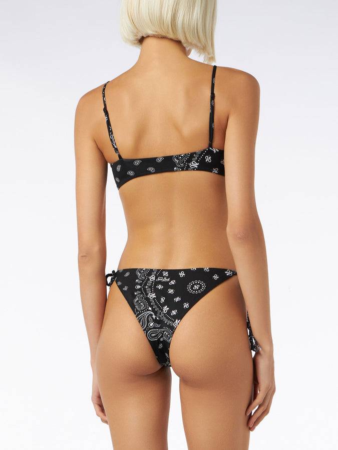 Mc2 Saint Barth Bikini da donna a bralette con stampa bandana nera Prezzo Ridotto