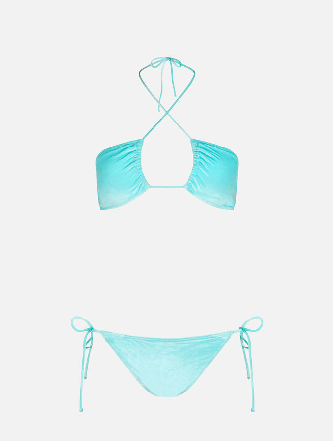 Mc2 Saint Barth Bikini da donna a fascia in ciniglia verde acqua In Vendita