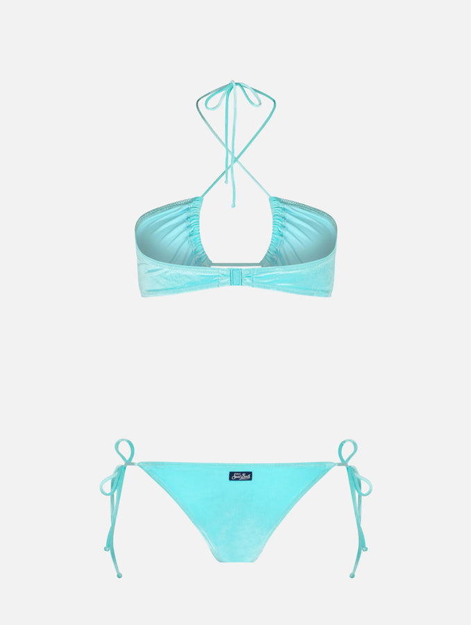 Mc2 Saint Barth Bikini da donna a fascia in ciniglia verde acqua In Vendita