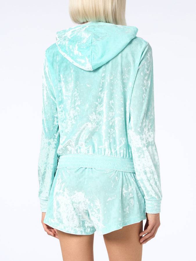Mc2 Saint Barth Woman water green chenille zipped hoodie Jasmine Hotsell