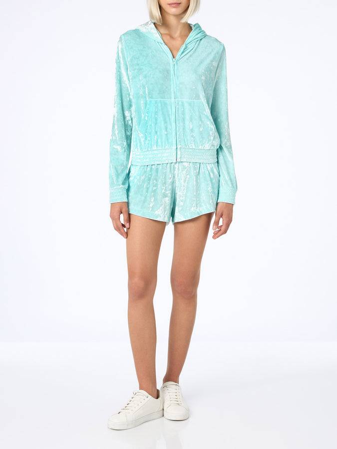 Mc2 Saint Barth Woman water green chenille zipped hoodie Jasmine Hotsell
