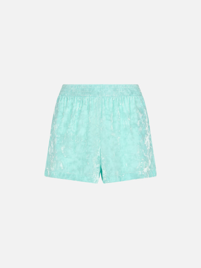 Mc2 Saint Barth Woman water green chenille pull up shorts Cate Vendita Calda