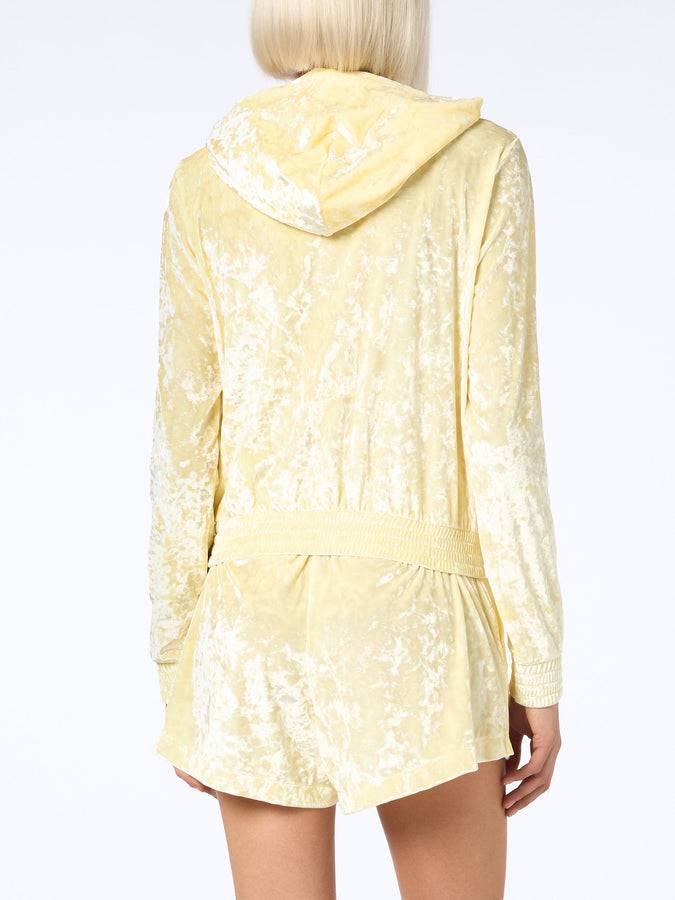 Mc2 Saint Barth Woman pale yellow chenille zipped hoodie Jasmine Vendita Economica