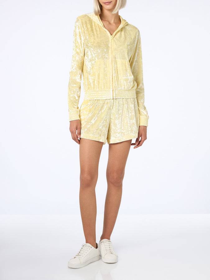 Mc2 Saint Barth Woman pale yellow chenille zipped hoodie Jasmine Vendita Economica