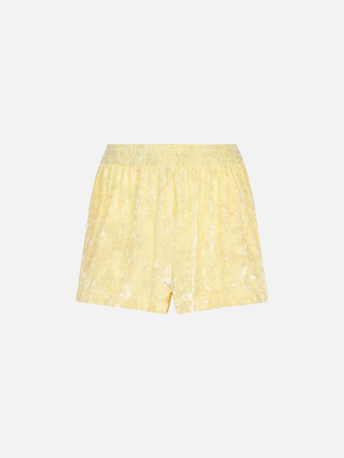 Mc2 Saint Barth Woman pale yellow chenille pull up shorts Cate Saldi Di Fabbrica