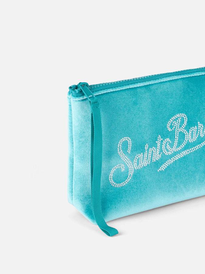 Mc2 Saint Barth Pochette Aline in ciniglia verde acqua con strass Moda