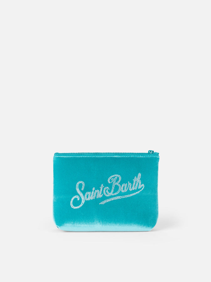 Mc2 Saint Barth Pochette Aline in ciniglia verde acqua con strass Moda