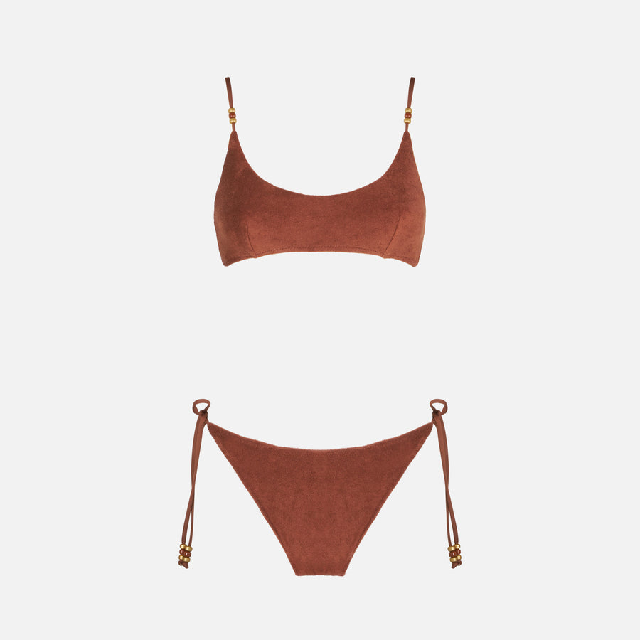 Mc2 Saint Barth Bikini da donna a bralette in spugna marrone Grandi sconti