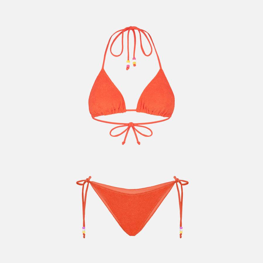 Mc2 Saint Barth Bikini da donna a triangolo in spugna arancione con charms Pezzi Unici