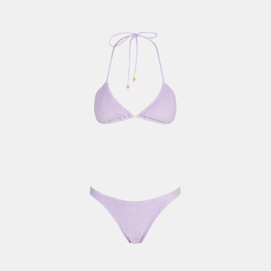 Mc2 Saint Barth Bikini da donna a triangolo spugna lilla con charms Soddisfazione Garantita