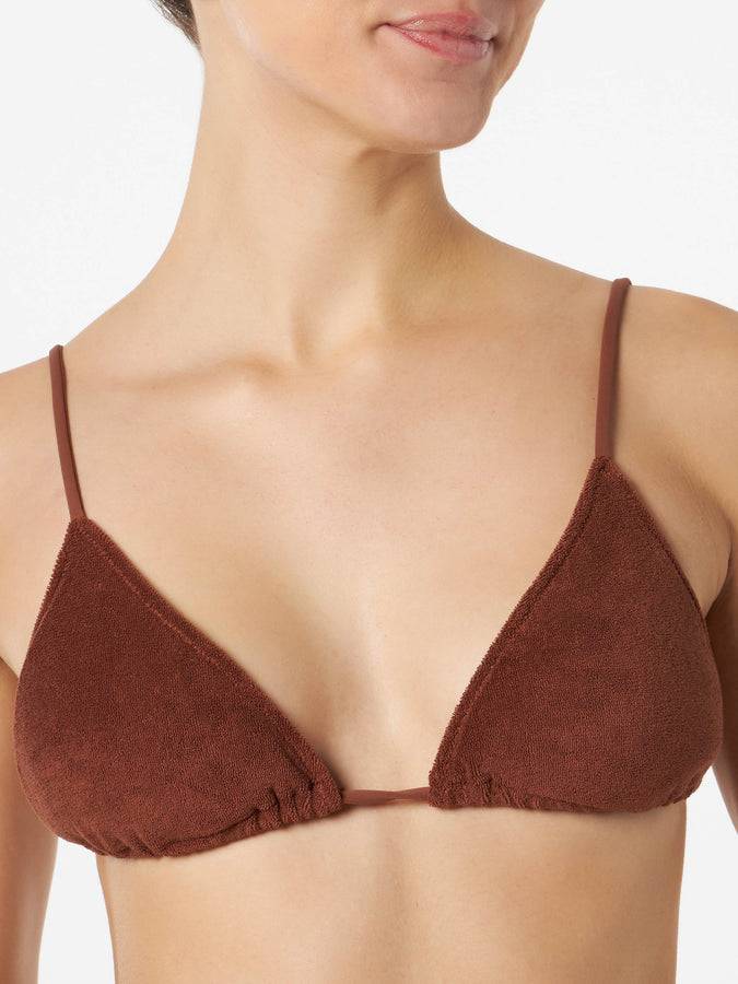 Mc2 Saint Barth Bikini da donna a triangolo in spugna marrone Promozione Limitata