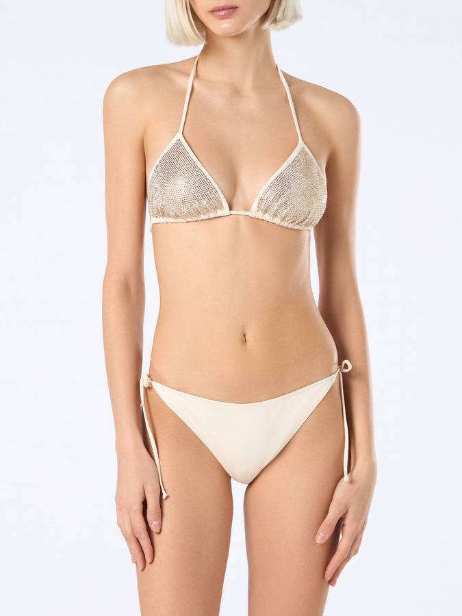 Mc2 Saint Barth Bikini da donna a triangolo beige con strass