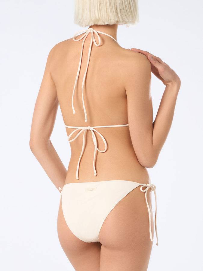 Mc2 Saint Barth Bikini da donna a triangolo beige con strass Ultimo giorno
