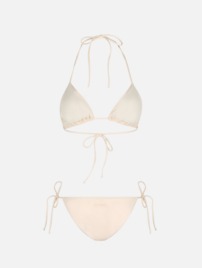 Mc2 Saint Barth Bikini da donna a triangolo beige con strass Ultimo giorno