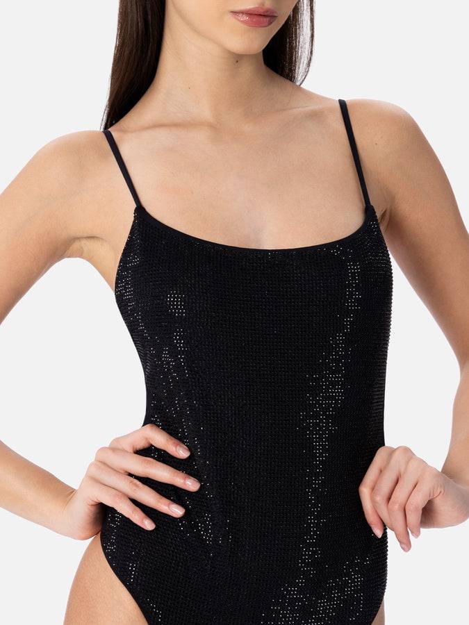 Mc2 Saint Barth Costume intero da donna nero Cecille con strass Saldi