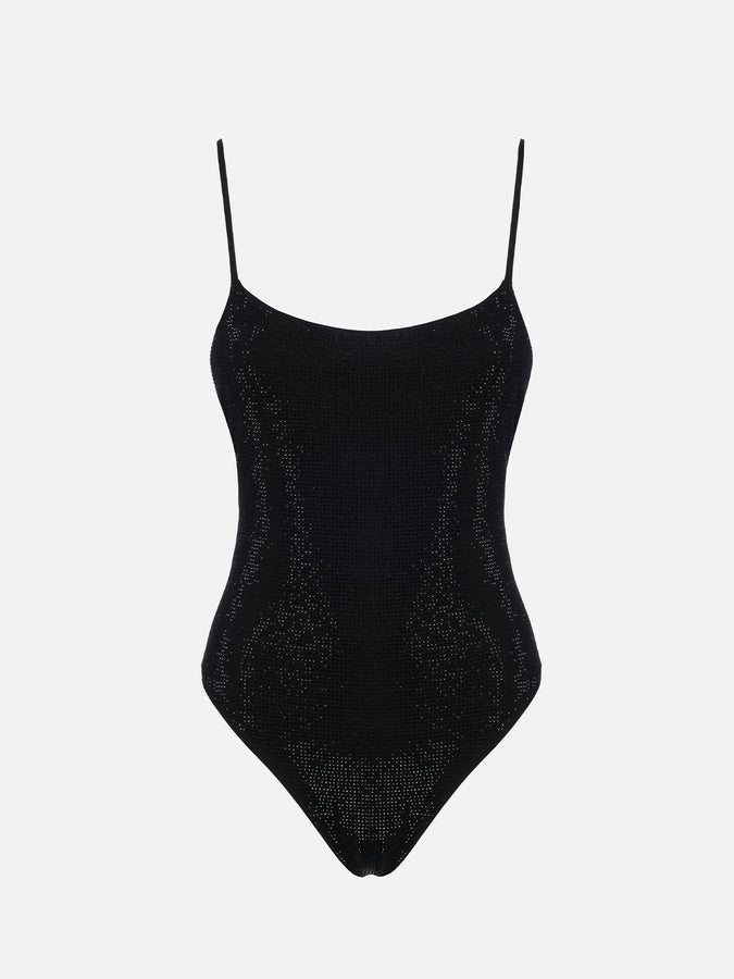 Mc2 Saint Barth Costume intero da donna nero Cecille con strass Saldi