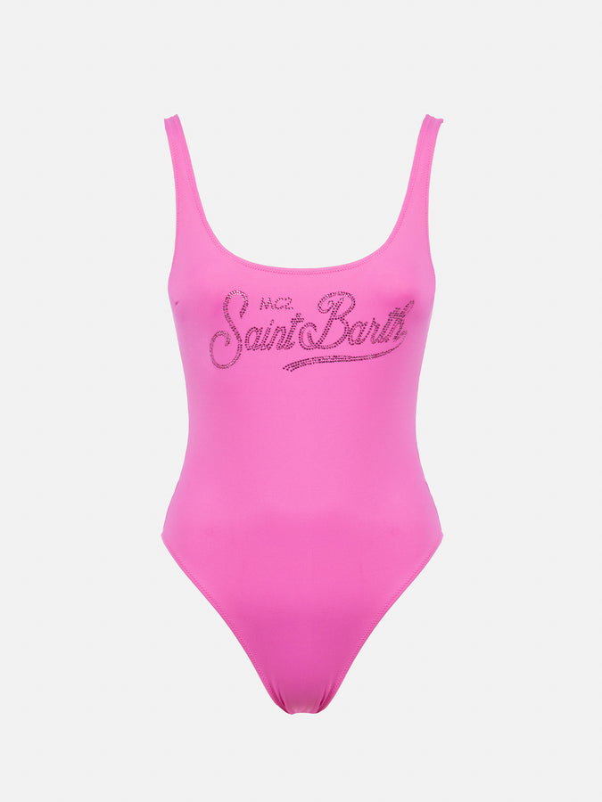 Mc2 Saint Barth Costume intero da donna Lora con schiena scoperta e strass Hotsell