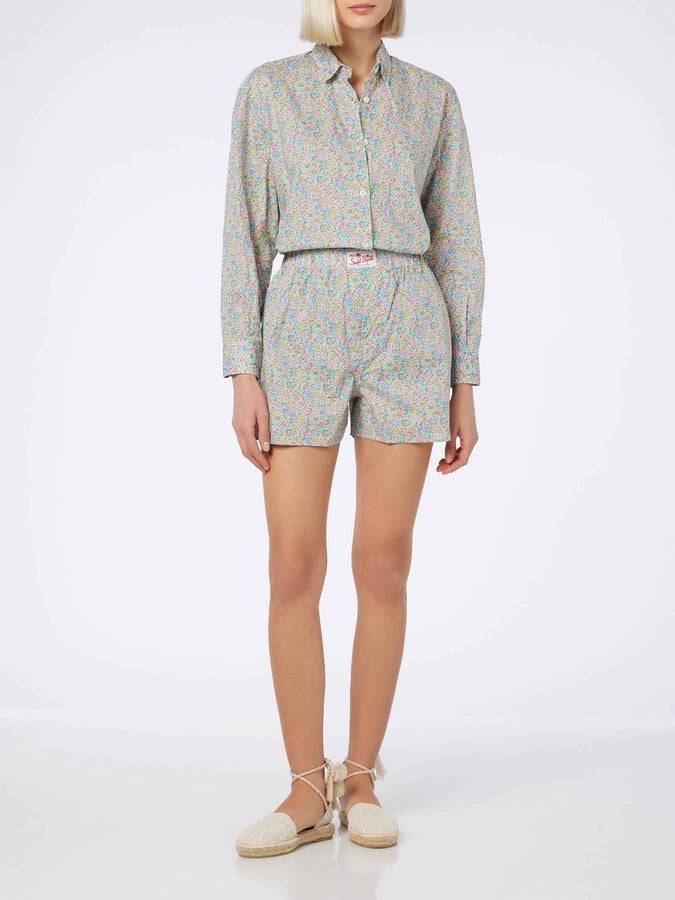 Mc2 Saint Barth Pantaloncini da donna Boxy in cotone stampa Emma & Georgina | REALIZZATO CON TESSUTO LIBERTY Spedizione Gratuita