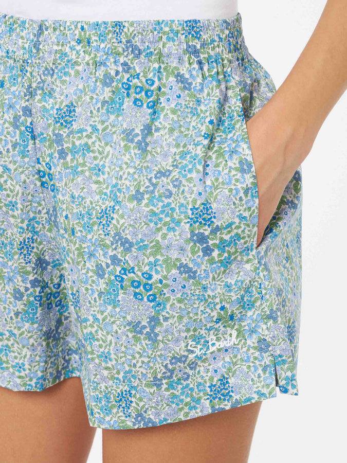 Mc2 Saint Barth Pantaloncini pull up da donna Joanna Luise in cotone Meave | REALIZZATO CON TESSUTO LIBERTY Acquista Ora
