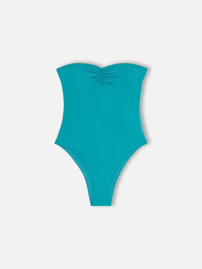 Mc2 Saint Barth Women teal green strapless one piece swimsuit Soleil Convenienza