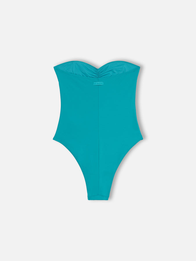 Mc2 Saint Barth Women teal green strapless one piece swimsuit Soleil Convenienza
