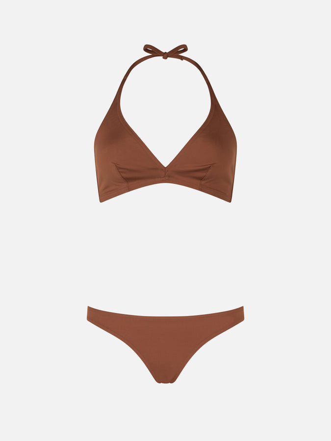 Mc2 Saint Barth Woman brown triangle bralette bikini Gaia Maia Sconto