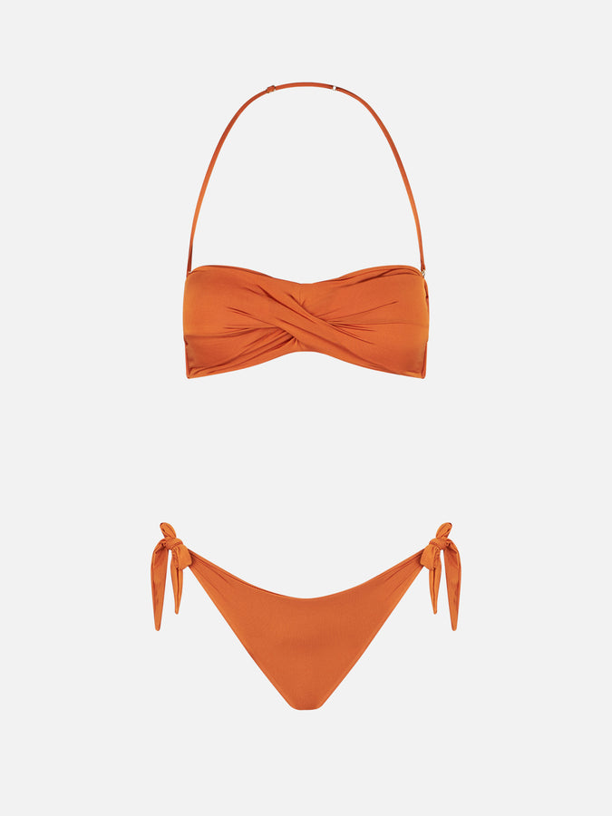 Mc2 Saint Barth Bikini a fascia incrociata arancione lucido Saldi