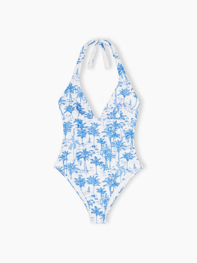 Mc2 Saint Barth Woman one-piece Marylin swimsuit with toile de Jouy print In Saldo